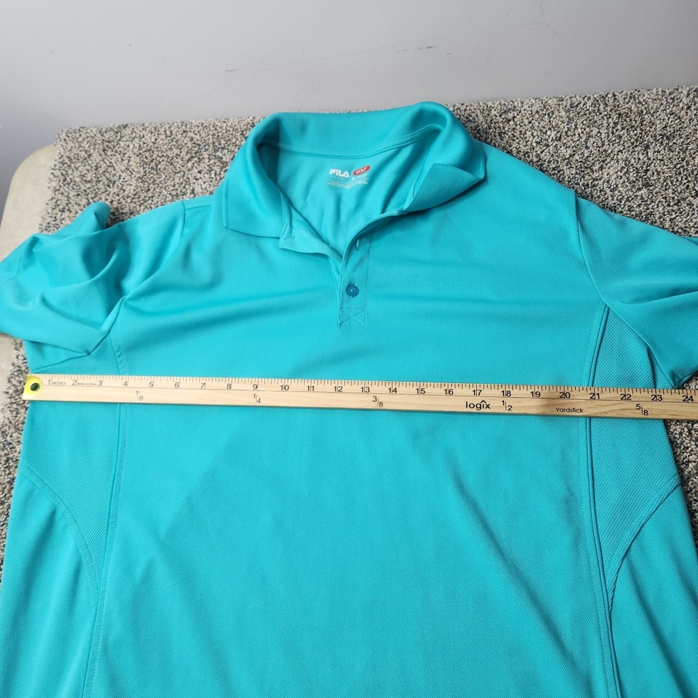 Fila Sport Golf Polo Shirt‎ Mens XL Teal Short Sleeve Athletic Mesh Under Arm - Picture 5 of 7